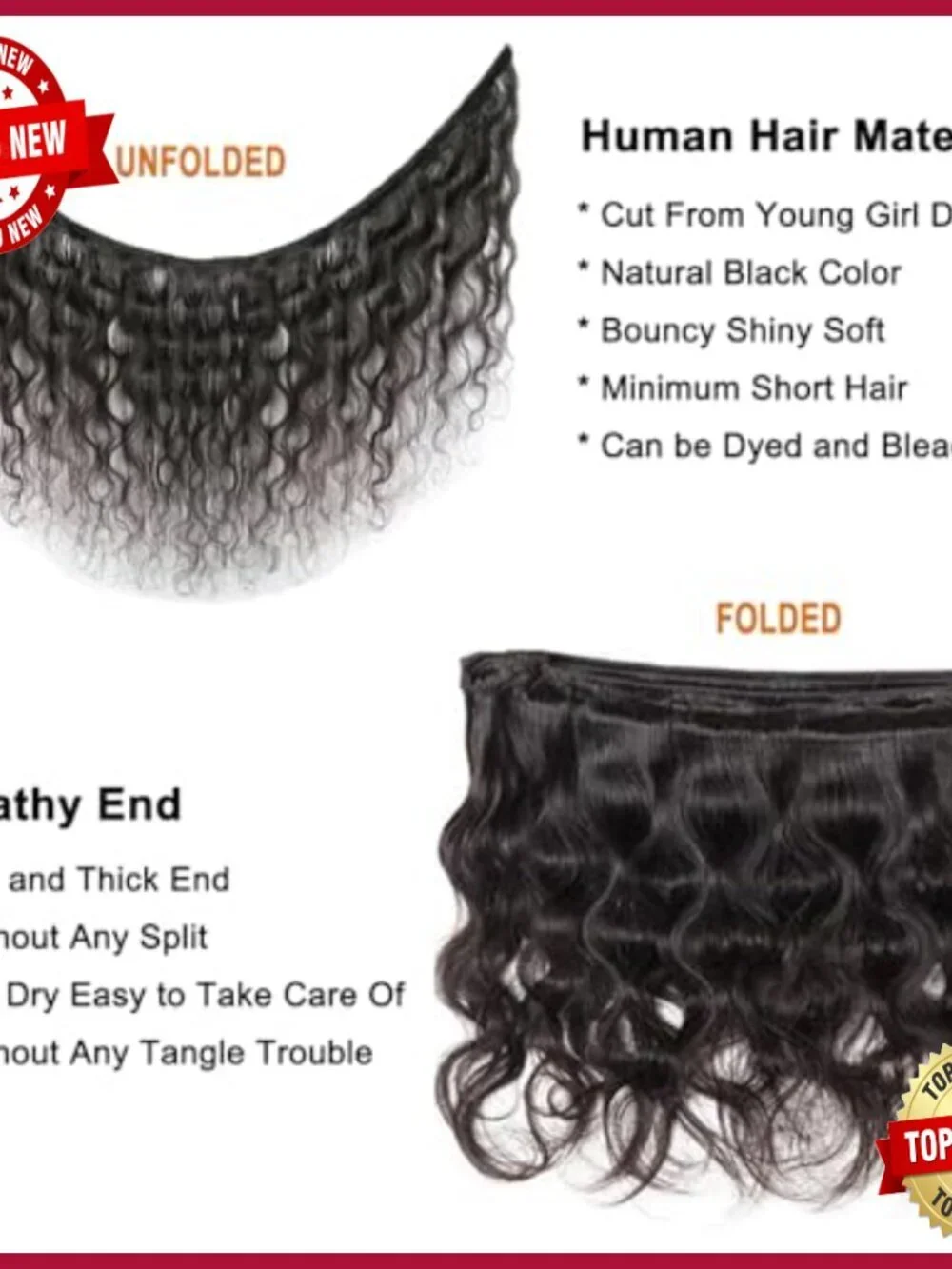 Brazilian Body Wave Human Hair Extensions 16 18 20 Inch 3 Bundles